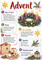Vorschau - Arbeitsblätter - Lernposter + Arbeitsblätter zum Thema "Advent" + Lösung & Fragen & MP3 + Mindmap + Infografik - Deckblatt