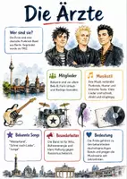 Vorschau - Arbeitsblätter - Lernposter + Arbeitsblätter zum Thema "Die Musikband 'Die Ärzte'" (Lückentext, Hörverstehen) + Lösung & MP3 + Mindmap + Infografik - Deckblatt