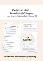Vorschau - Arbeitsblätter - Lernzielkontrolle Satzzeichen - Klasse 2 - Deckblatt