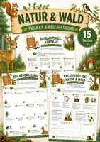 Vorschau - Mal- und Bastelvorlagen - Natur & Wald - 15 Projekt- und Beschäftigungsseiten - Deckblatt