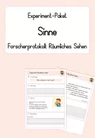 Vorschau - Stundenentwürfe - Deckblatt - Forscherprotokoll "Räumliches Sehen" aus dem Materialpaket "Sinne Experiment-Paket" - Deckblatt