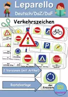 Vorschau - Mal- und Bastelvorlagen - Leporello/Faltbuch mit Artikel - Thema Verkehrsschilder / Verkehrszeichen (Klasse 1 und 2) - Deckblatt