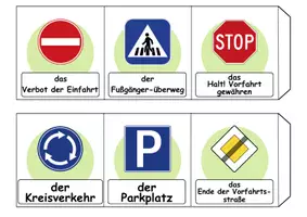 Vorschau - Mal- und Bastelvorlagen - Leporello/Faltbuch mit Artikel - Thema Verkehrsschilder / Verkehrszeichen (Klasse 1 und 2) - Seite 1