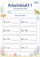 Vorschau - Arbeitsblätter - Plus und Minus üben bis 100 | Mathematik Klasse 2 | 7 Arbeitsblätter als PDF - Seite 1