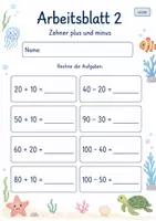 Vorschau - Arbeitsblätter - Plus und Minus üben bis 100 | Mathematik Klasse 2 | 7 Arbeitsblätter als PDF - Seite 2