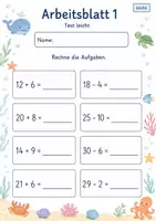 Vorschau - Arbeitsblätter - Mathetest Zahlenraum 100 | Mathematik Klasse 2 | 7 Arbeitsblätter als PDF - Seite 1