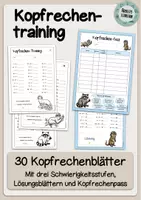 Vorschau - Arbeitsblätter - Kopfrechentraining - 30 Kopfrechenblätter (differenziert) mit Kopfrechenpass und Lösungen - Deckblatt