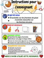 Aperçu - Matériel pour travaux manuels / dessin - Pizza Fractions – Activités sur les Fractions à Imprimer | Fraction Craft | Mathématiques | No Prep | PDF - Page 2