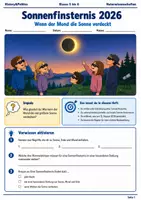Vorschau - Arbeitsblätter - Sonnenfinsternis 2026 Arbeitsheft Klasse 5 bis 6 - Deckblatt