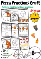 Aperçu - Matériel pour travaux manuels / dessin - Pizza Fractions – Activités sur les Fractions à Imprimer | Fraction Craft | Mathématiques | No Prep | PDF - Page de couverture