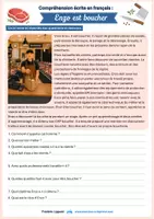 Aperçu - Feuilles d'exercices - Compréhension écrite FLE A1-B2 : Enzo est boucher (Métiers et vocabulaire professionnel) - Page de couverture