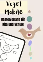Vorschau - Mal- und Bastelvorlagen - Vogel Mobile basteln im Kindergarten - Einfache Bastelvorlage - Deckblatt