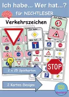 Vorschau - Spiele - Ich habe wer hat? - Nichtleser (Verkehrsschilder / Verkehrszeichen) 1. Klasse Deutsch / DaZ/DaF - 2 Versionen (Gruppenspiel) - Deckblatt