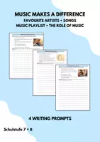 Vorschau - Arbeitsblätter - MUSIC - Creative Writing Prompts - Songs, Artists, Playlists, Role of Music - Deckblatt