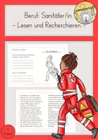 Vorschau - Arbeitsblätter - Lesen Recherchieren Berufe Sanitäter - Deckblatt