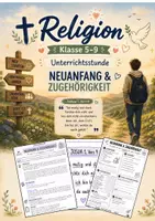 Vorschau - Stundenentwürfe - Religion | Neuanfang & Zugehörigkeit | Unterrichtsstunde für den Schulstart | Jugendthema | Josua 3, Vers 9 | Klasse 5-9 - Deckblatt