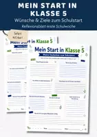 Vorschau - Arbeitsblätter - Schulstart Klasse 5 Reflexionsbogen | Arbeitsblatt erste Schulwoche 5. Klasse | Wünsche, Ziele & Klassengemeinschaft - Deckblatt