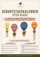 Vorschau - Poster - Geburtstagskalender Otter-Klasse | 12 Monatsseiten - Deckblatt