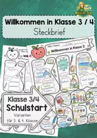 Vorschau - Arbeitsblätter - Willkommen in Klasse 3 & 4 – Steckbrief/ Doodle zum Schulstart - Deckblatt