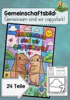 Vorschau - Mal- und Bastelvorlagen - Gemeinschaftsbild: Zusammen sind wir capystark! – Kooperatives Poster mit Capybara - Deckblatt