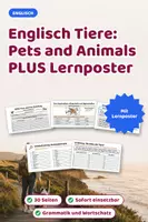 Vorschau - Arbeitsblätter - Englisch Tiere: Pets and Animals PLUS Lernposter - Deckblatt
