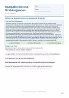 Vorschau - Arbeitsblätter - Arbeitsblatt Physik Klasse 10 - Radioaktivität und Strahlungsarten - Deckblatt