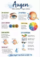 Vorschau - Arbeitsblätter - Lernposter + Arbeitsblätter zum Thema "Auge" + Lösung & MP3 + Mindmap + Infografik - Deckblatt
