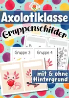 Vorschau - Stationenlernen - Axolotlklasse - Gruppenschilder (Klassentier) - Deckblatt