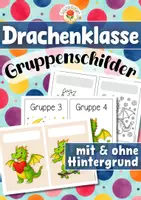 Vorschau - Stationenlernen - Drachenklasse - Gruppenschilder (Klassentier) - Deckblatt