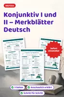 Vorschau - Arbeitsblätter - Konjunktiv I und II – Merkblätter Deutsch - Deckblatt