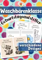 Vorschau - Mal- und Bastelvorlagen - Waschbärenklasse - Geburtstagsaufsteller (Klassentier) - Deckblatt