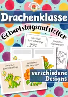 Vorschau - Mal- und Bastelvorlagen - Drachenklasse - Geburtstagsaufsteller (Klassentier) - Deckblatt