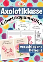 Vorschau - Mal- und Bastelvorlagen - Axolotlklasse - Geburtstagsaufsteller (Klassentier) - Deckblatt