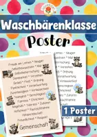 Vorschau - Poster - Waschbärenklasse - Poster | Klassenraumdekoration (Klassentier) - Deckblatt