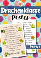 Vorschau - Poster - Drachenklasse - Poster | Klassenraumdekoration (Klassentier) - Deckblatt
