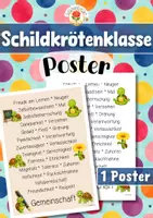 Vorschau - Poster - Schildkrötenklasse - Poster | Klassenraumdekoration (Klassentier) - Deckblatt