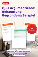 Vorschau - Test - Quiz Argumentieren: Behauptung Begründung Beispiel - Deckblatt