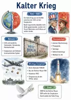 Vorschau - Arbeitsblätter - Lernplakat + Arbeitsblätter zum Thema "Kalter Krieg" (Lückentext, Hörverstehen) + Lösung & MP3 + Mindmap + Infografiken - Deckblatt