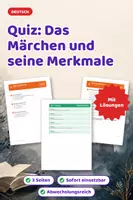 Vorschau - Arbeitsblätter - Quiz: Das Märchen und seine Merkmale - Deckblatt