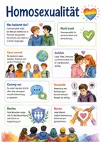 Vorschau - Arbeitsblätter - Lernplakat + Arbeitsblätter zum Thema "Homosexualität" + Lösung & MP3 + Mindmap - Deckblatt