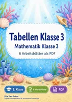 Vorschau - Arbeitsblätter - Tabellen Klasse 3 | Mathematik Klasse 3 | 6 Arbeitsblätter als PDF - Deckblatt