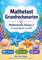 Vorschau - Arbeitsblätter - Mathetest Grundrechenarten | Mathematik Klasse 3 | 6 Arbeitsblätter als PDF - Deckblatt