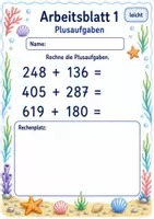 Vorschau - Arbeitsblätter - Mathetest Grundrechenarten | Mathematik Klasse 3 | 6 Arbeitsblätter als PDF - Seite 1