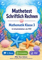 Vorschau - Arbeitsblätter - Mathetest Schriftlich Rechnen | Mathematik Klasse 3 | 6 Arbeitsblätter als PDF - Deckblatt