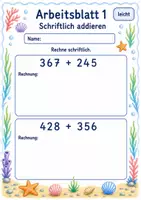 Vorschau - Arbeitsblätter - Mathetest Schriftlich Rechnen | Mathematik Klasse 3 | 6 Arbeitsblätter als PDF - Seite 1