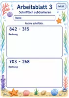 Vorschau - Arbeitsblätter - Mathetest Schriftlich Rechnen | Mathematik Klasse 3 | 6 Arbeitsblätter als PDF - Seite 3