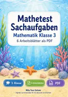 Vorschau - Arbeitsblätter - Mathetest Sachaufgaben | Mathematik Klasse 3 | 6 Arbeitsblätter als PDF - Deckblatt