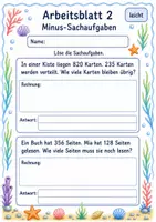 Vorschau - Arbeitsblätter - Mathetest Sachaufgaben | Mathematik Klasse 3 | 6 Arbeitsblätter als PDF - Seite 2