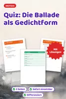Vorschau - Arbeitsblätter - Quiz: Die Ballade als Gedichtform - Deckblatt