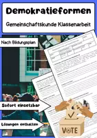 Vorschau - Arbeitsblätter - Demokratieformen Politik Klassenarbeit Klasse 10 Gymnasium - Deckblatt